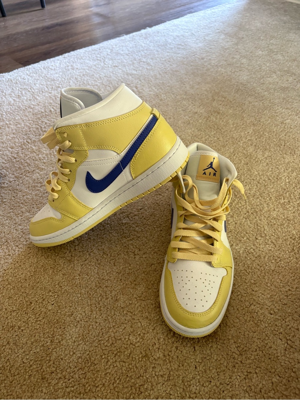 Nike Jordan Mid-Top Sneakers in Yellow, Blue & White
